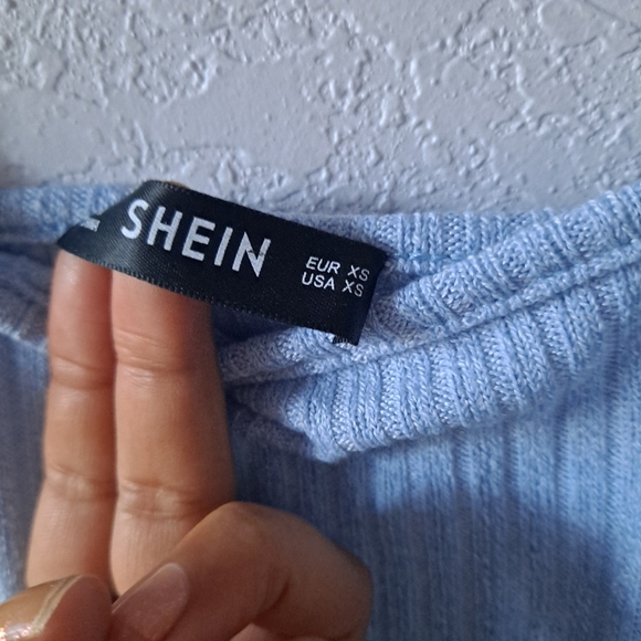 Shein Light Blue Ribbed Knit Dress - Picture 3 of 4